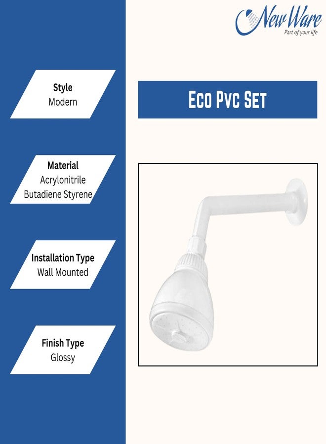 NEW WARE PVC Overhead Shower Complete Set with Round Shower Arm - Durable and Easy-to-Install Bathroom Fixture - Image 5